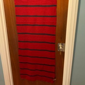 red with blue stripe acrylic scarf
